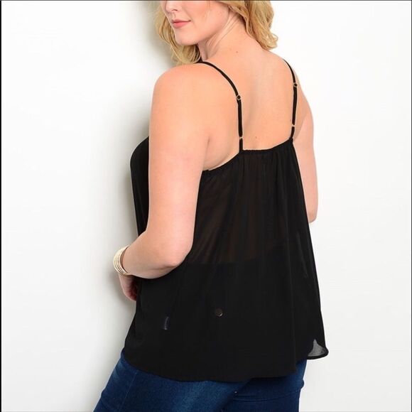 Black Sparkle Scoop Neck Cami Tank Top NWT - Picture 4 of 4